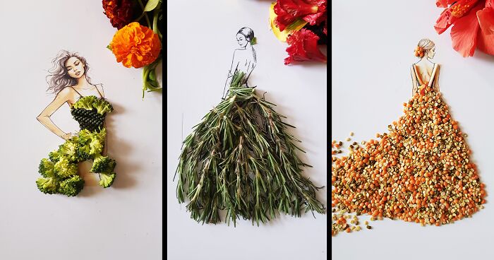 I Created Unique Dresses Using Pulses, Fruit And Vegetables (17 Pics)