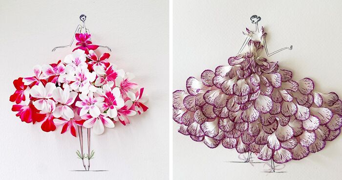 Artist Fuses Fashion With Art, Creating Beautiful Gowns Using Watercolors And Flowers (70 Pics)