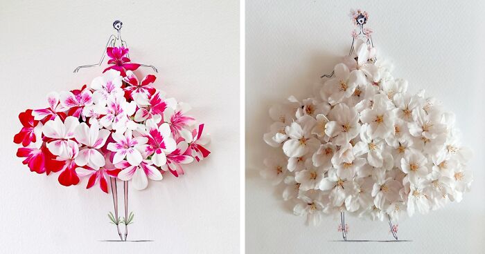 Artist Fuses Fashion With Art, Creating Beautiful Gowns Using Watercolors And Flowers (70 Pics)