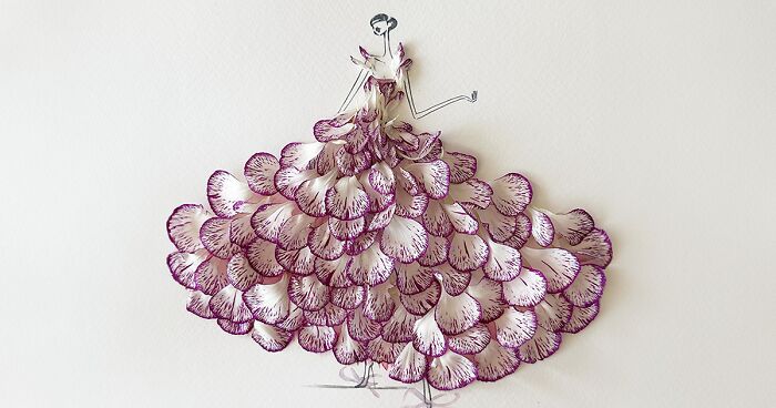 Artist Fuses Fashion With Art, Creating Beautiful Gowns Using Watercolors And Flowers (70 Pics)