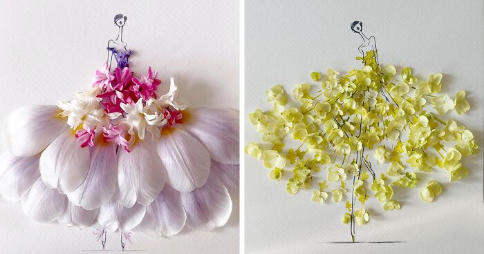 Artist Fuses Fashion With Art, Creating Beautiful Gowns Using Watercolors And Flowers (70 Pics)