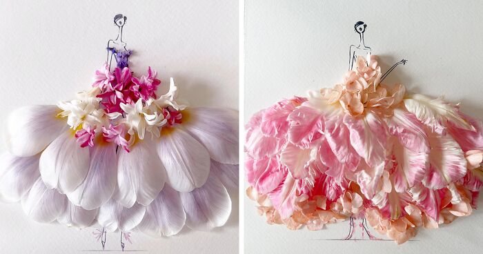 Artist Fuses Fashion With Art, Creating Beautiful Gowns Using Watercolors And Flowers (70 Pics)