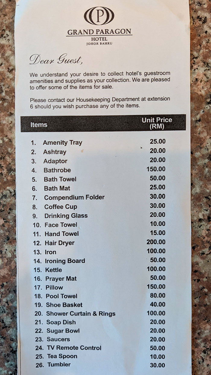 This Hotel Offers You The Option To Buy Its Items In Case You Want The Same At Home