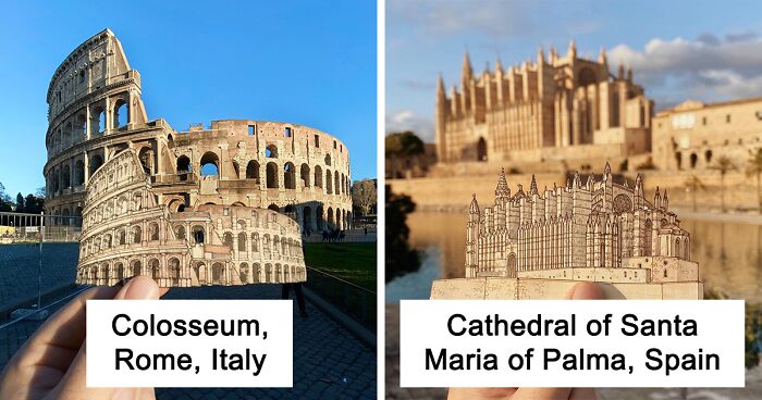 50 Iconic Landmark Illustrations Alongside Their Full-Sized Counterparts By Maxwell Tilse