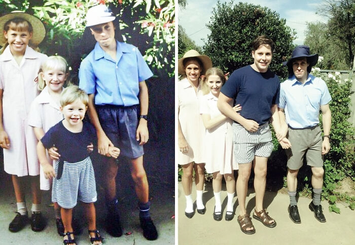 We Recreated A Photo As A Present For Our Dad's 60th Birthday, 18 Years Apart