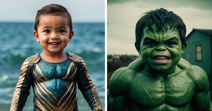 I Tried To Imagine What Superheroes Would Look Like As Kids (9 Pics)