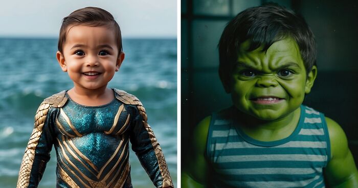 I Tried To Imagine What Superheroes Would Look Like As Kids (9 Pics)