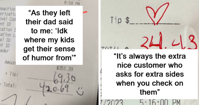 40 People That Had Enough Gall To Leave These Questionable Tips For Their Server