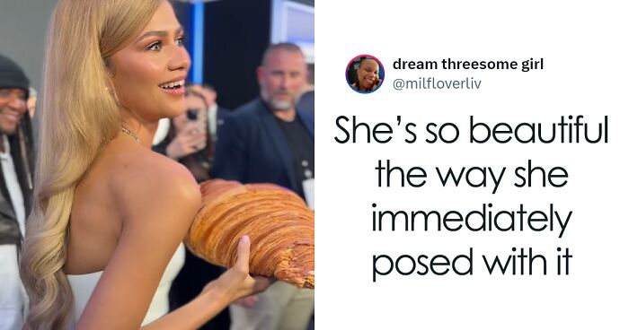 Zendaya Poses With Giant Croissant At The Paris Premiere Of New “Challengers” Film