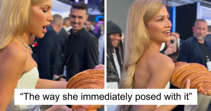 Fans Lose It As Zendaya Is Gifted A Giant Croissant At The Paris Premiere Of “Challengers”