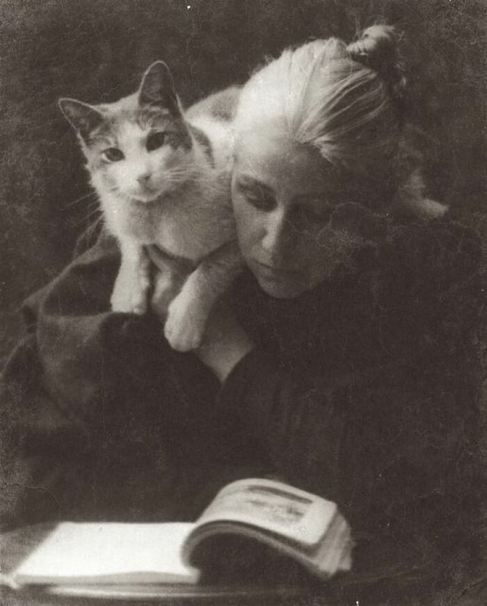 Portrait Of Amelia Van Buren, Photographer, With Her Cat Taken Circa 1880s - By Her Tutor, Fellow American Photographer Thomas Eakins
