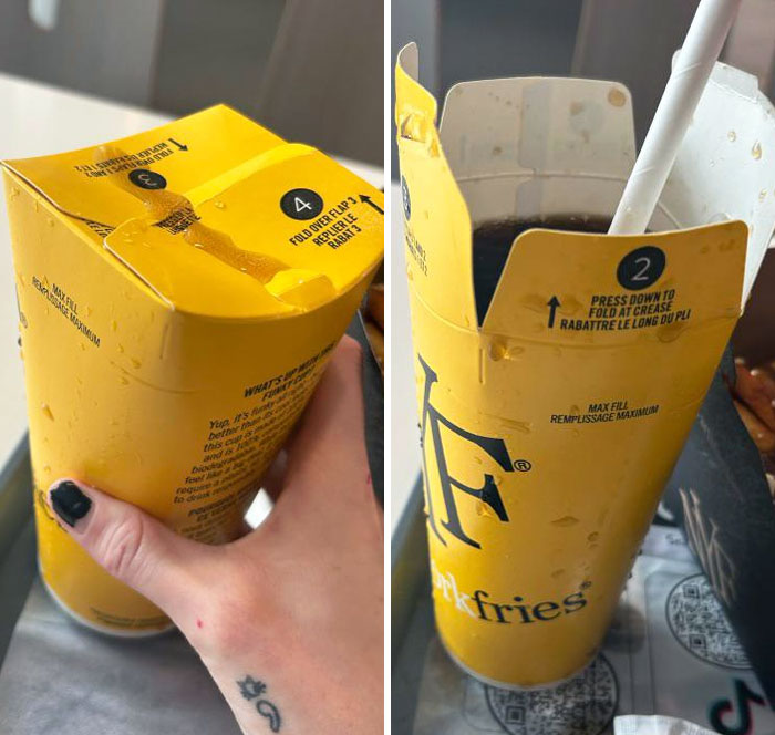 An Environmentally Friendly New York Fries Cup With A Built-In Lid 