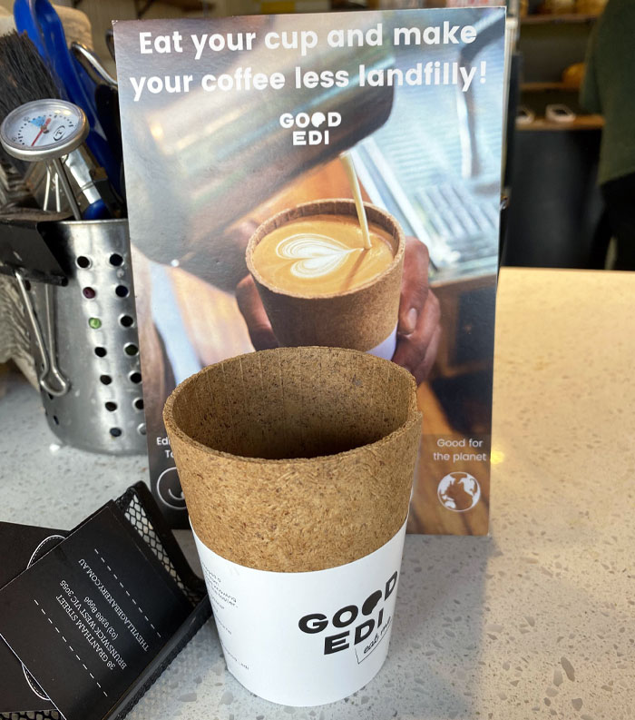 An Edible Coffee Cup Made From Oats And Grains