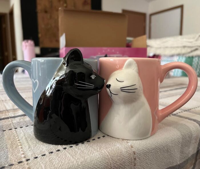 Cute Cat Duo: Kissing Cats Mug Set - Love In Every Sip!