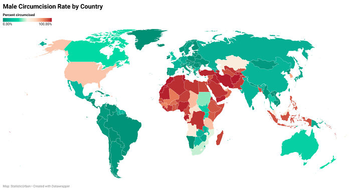 Male Circumcision Rate By Country