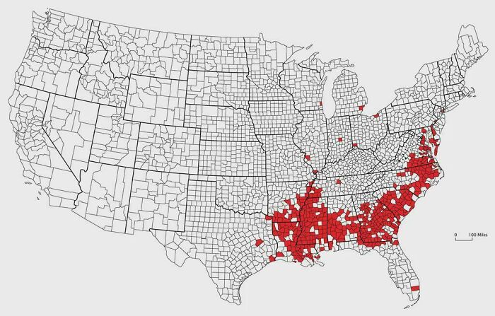 U.S. Counties Where The African American Population Is 25% Or More