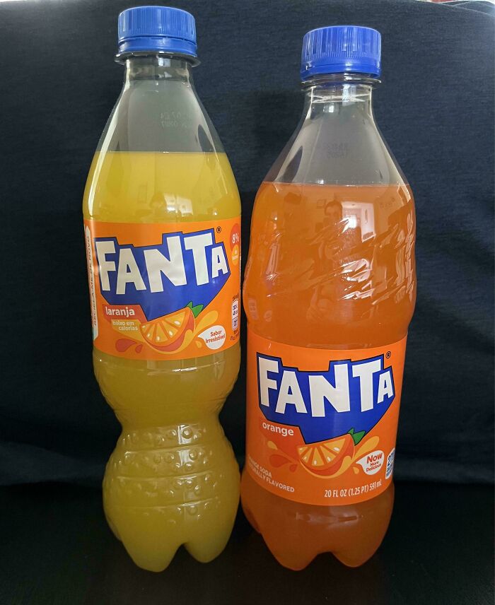 Orange Fanta Side By Side Europe/Portugal Left And The Us Right