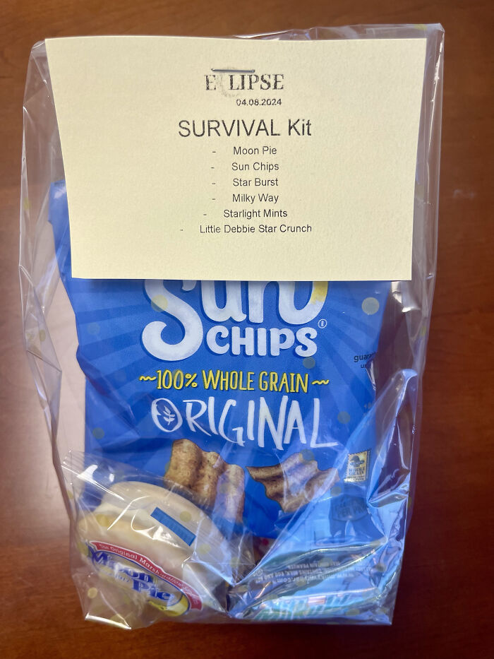 This Eclipse Survival Goodie Bag Our Cfo Made For Everyone [oc]