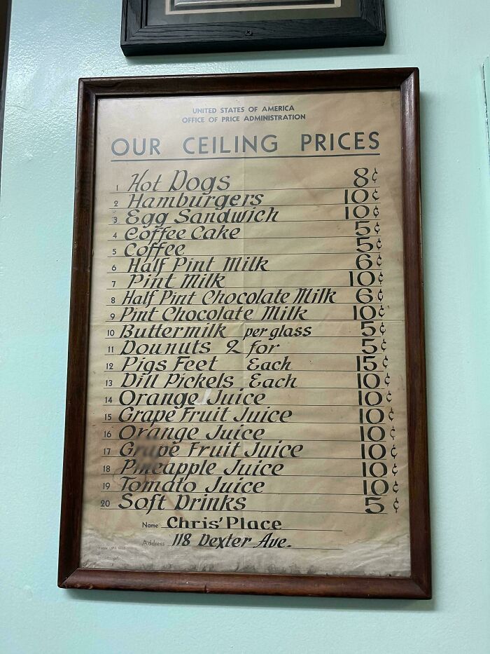 This 107 Year Old Hot Dog Place’s Original Menu Prices
