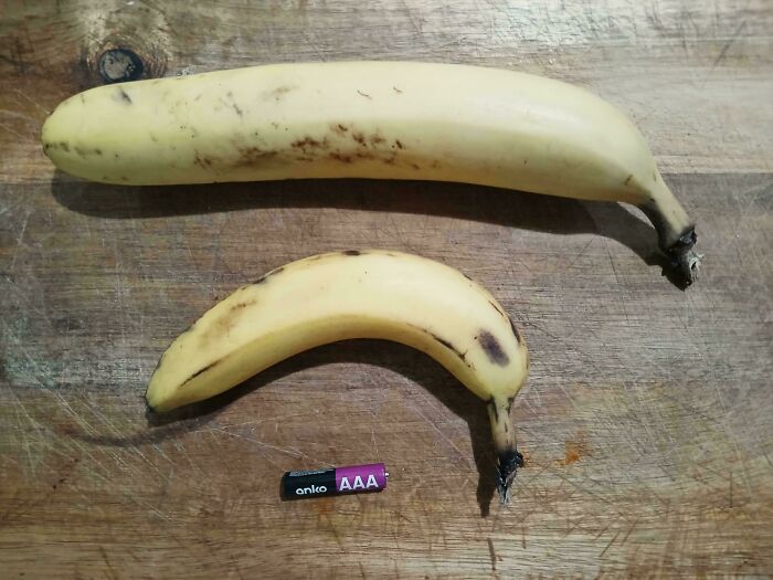 The Bananas Which Arrived In My Grocery Order Today Have A Noticeable Size Discrepancy