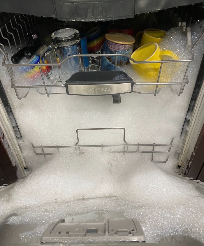 My Mother-In-Law Started The Dishwasher For Us When We Were Away. She Used Dish Soap