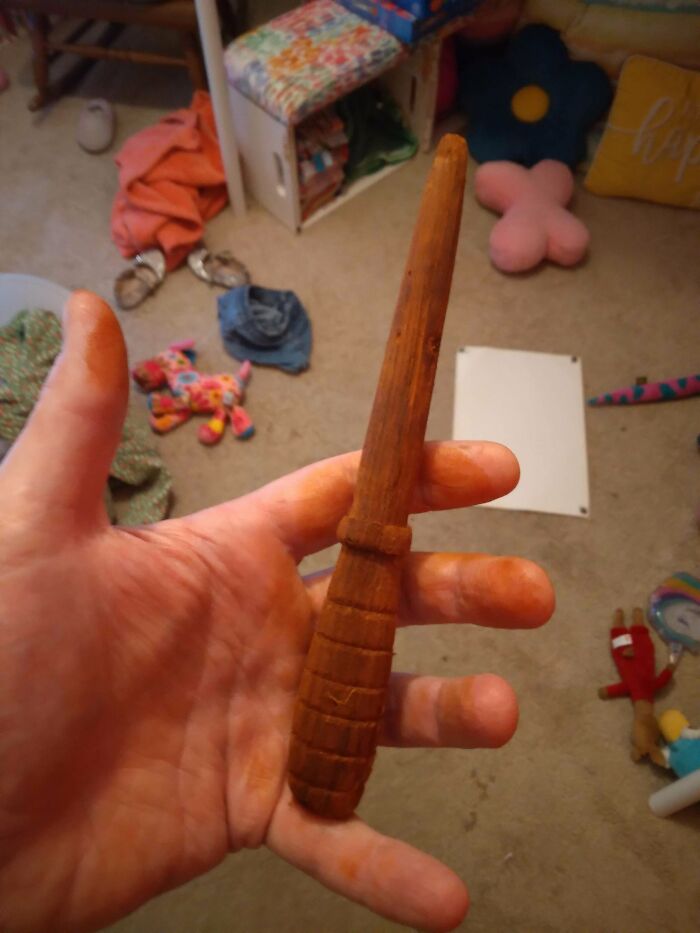 My Daughter And I Went To The Park Today And For Some Reason She Decided She Just Had To Bring Home ~20 Random Sticks. I Bargained Her Down To Single Stick Which I Could "Tell Had A Magic Wand In It". So We Took Just That One Piece... And Turned It Into A Magic Wand When We Got Home