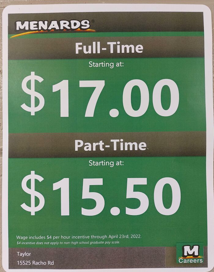 Menards Leading The Way With High Pay. Until They Reduce Your Pay By $4/Hour In A Few Months