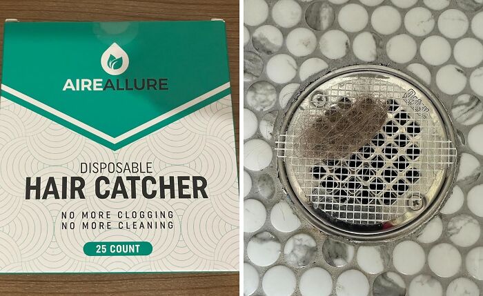 These Disposable Hair Catcher Mesh Stickers Take Care Of One Of The Grosest Problems In The Bathroom 