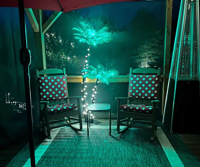 Make Your Patio A Space For Fun With A Few Quirky Additions Like This Artificial Lighted Palm Tree 