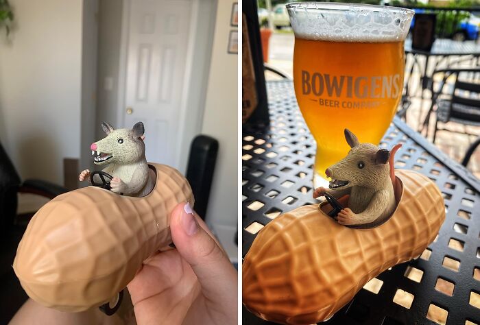 This One Is A Little Nutty, But We Would Still Love To Own This Rediculous Possum In A Peanut Pull Back Toy Car 