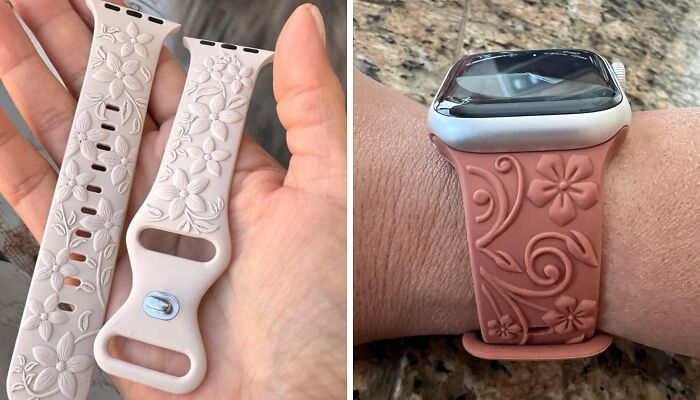 These Floral Embossed Bands Add A Girly Touch To Your Sporty Smart Watch 