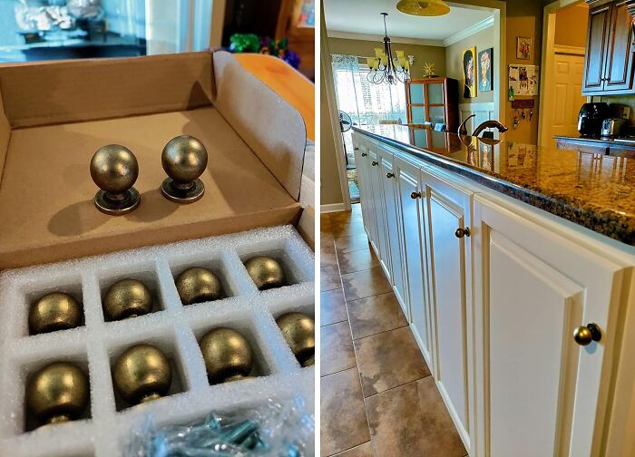 A Small Upgrade To Your Kitchen With These Vintage Brass Finish Cabinet Knobs Will Make A Huge Difference 