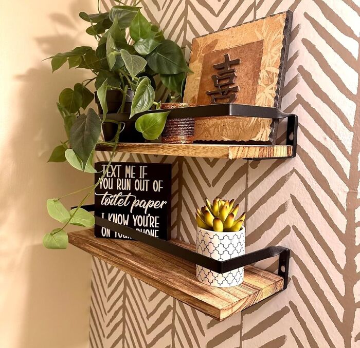 These Bathroom Shelves Double As Towel Bars Too, Making It Functional And Fabulous