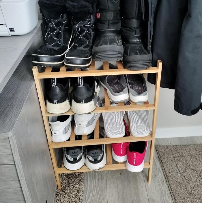 We Know You Just Want To Kick Off Your Shoes When You Get Home, But This Entryway Shoe Rack Will Make All The Difference