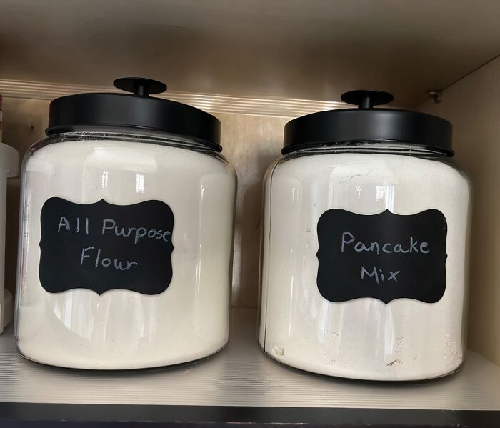 If You Don't Want To Commit To Labels, Try These Glass Storage Containers  With A Space For Chalk Labels