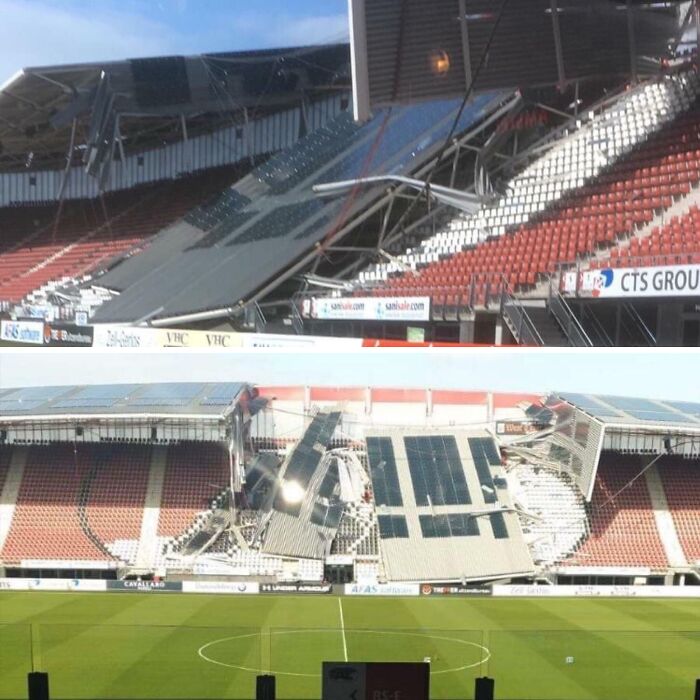 Roof Of The Az Alkmaar Stadium Collapsed Due To Heavy Wind