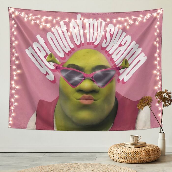  Pink Shrek Tapestry : Just Because You Want People Out Of Your Swamp, Doesnt Mean You Can't Be Fabulous While Doing So!