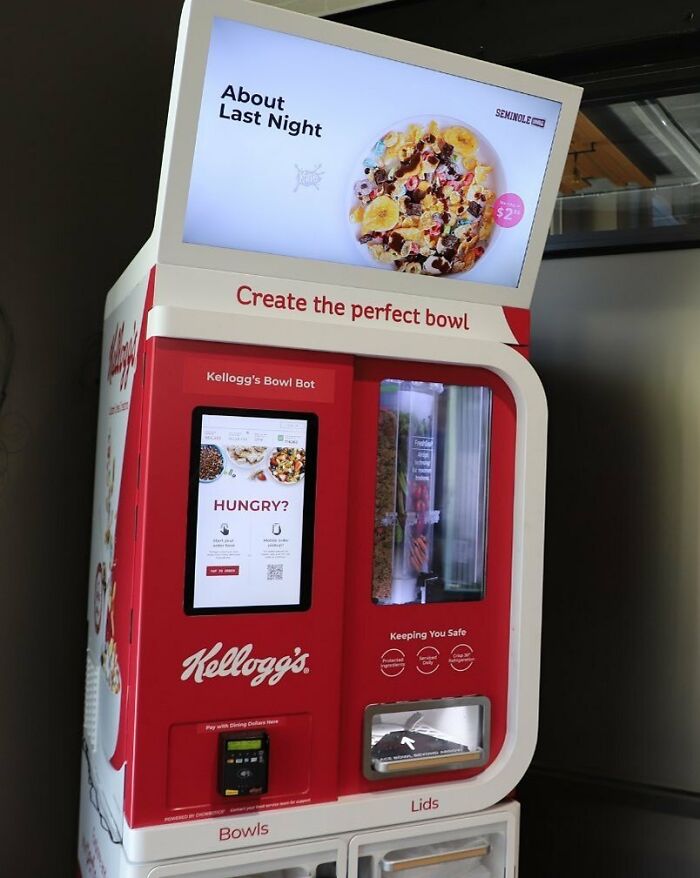 Cereal Vending Machine With Fresh Fruit