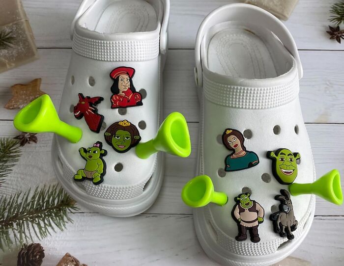 Turn Your Crocs Into Swamp Sandles With These Croc Shrek Ear Charms 