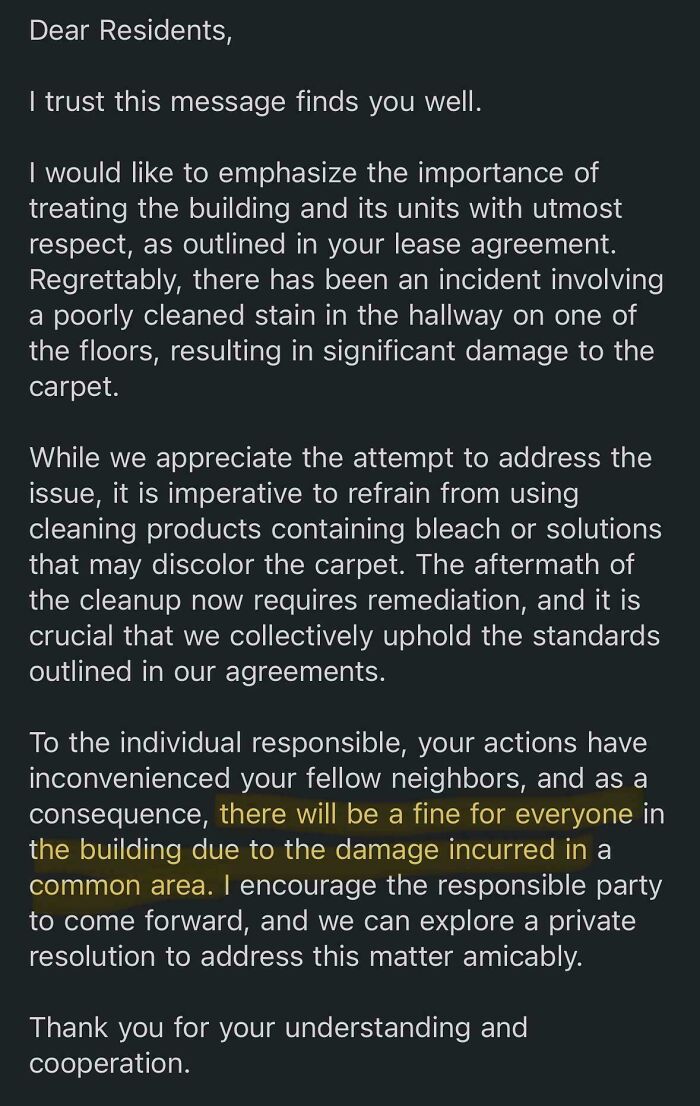 Can My Landlord Fine Everyone For Damage In The Lobby? Chicago, Il