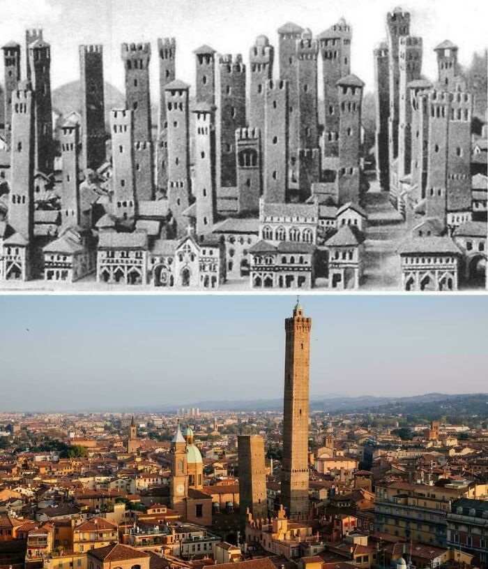 Bologna Was A City Full Of Towers In The 12th-13th Century. The Two Most Prominent Ones Are Remaining, Known As The Two Towers