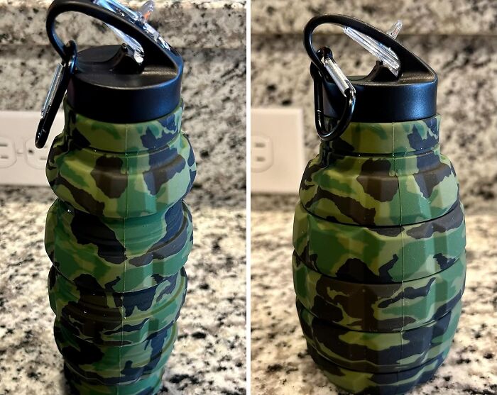 Grenade-Shaped Travel Water Bottle Adds A Unique And Edgy Touch To Your Hydration Routine