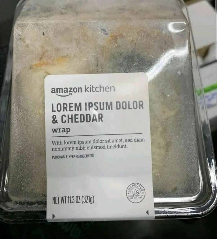 Amazon Kitchen wrap packaging with placeholder text, highlighting consumer product design in humans-of-capitalism-pictures.