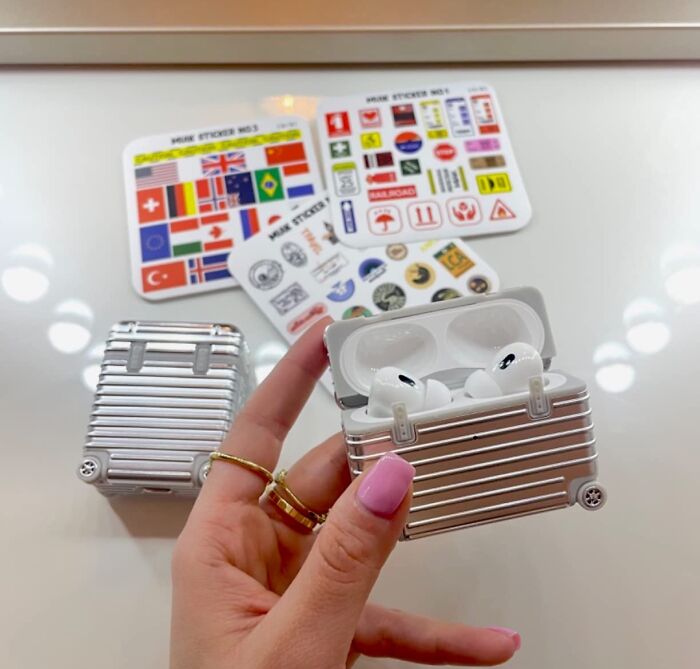 Jet-Set Vibes: Deck Out Your AirPods Case With Luggage Style And Rad Stickers!