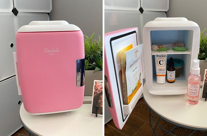 Bedroom Buddy: The Mini Fridge That's Got Your Snacks, Sips, Skincare, And Makeup Covered!