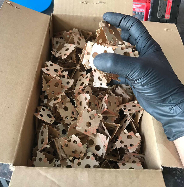 Instead Of Styrofoam Peanuts, This Package Came With Cardboard Pyramids