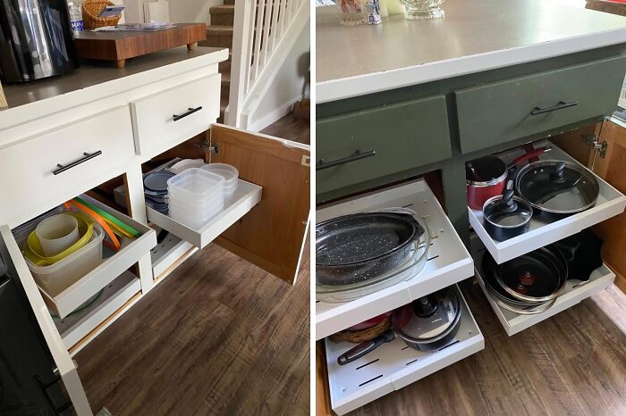 Turn You Black Hole Cabinets Into Efficient Drawers With These Pull Out Cabinet Organizers 