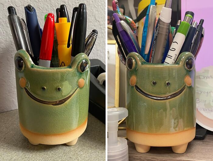 This Ceramic Frog Pencil Holder Adds A Charming Vintage Feel To Your Desk