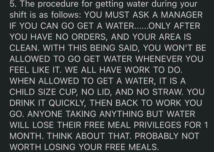 How My Workplace (Fast-Food) Feels About It’s Employees Staying Hydrated