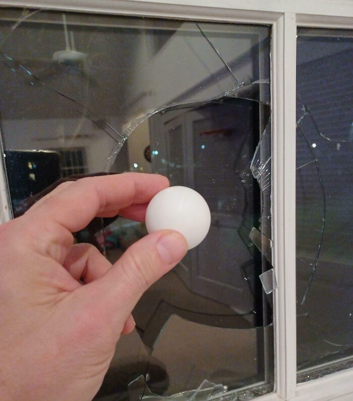 10-Year-Old Son Broke A Double-Pane Window With A Ping-Pong Shot